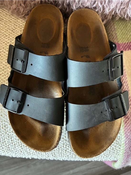 Birkenstock Shoes - Birkenstock Black Two-Strap Arizona Sandals